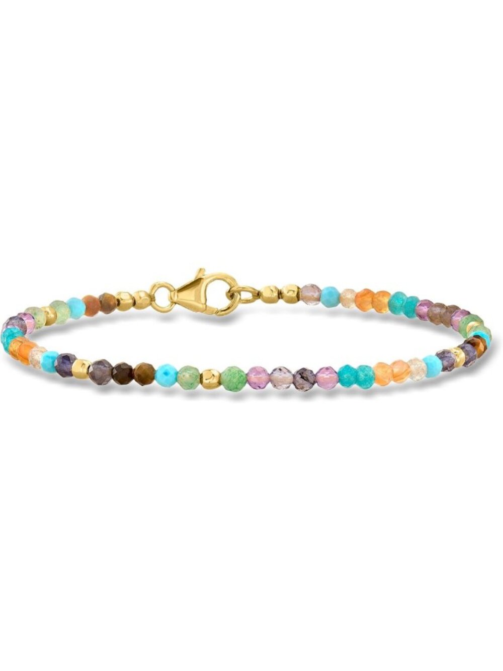 Multi-Gemstone Bead Bracelet in 18kt Gold Over Sterling Silver - Elegant Jewelry